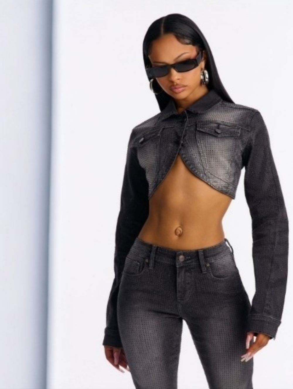 Embellished Bolero Denim Jacket ▪︎ Black Wash ▪︎ XL